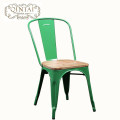 wholesale cheap Alibaba furniture industrial black metal dining chair antique bar chair with wood on the top